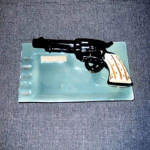 Vintage Colt 45 Revolver Ceramic Ashtray